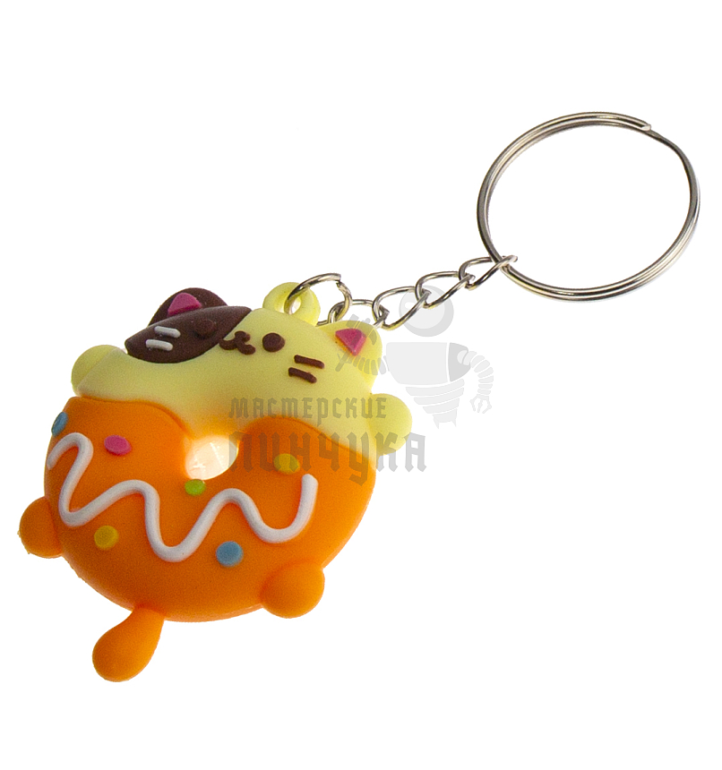 Брелок для ключей "Пончик Котик" с кольцом
