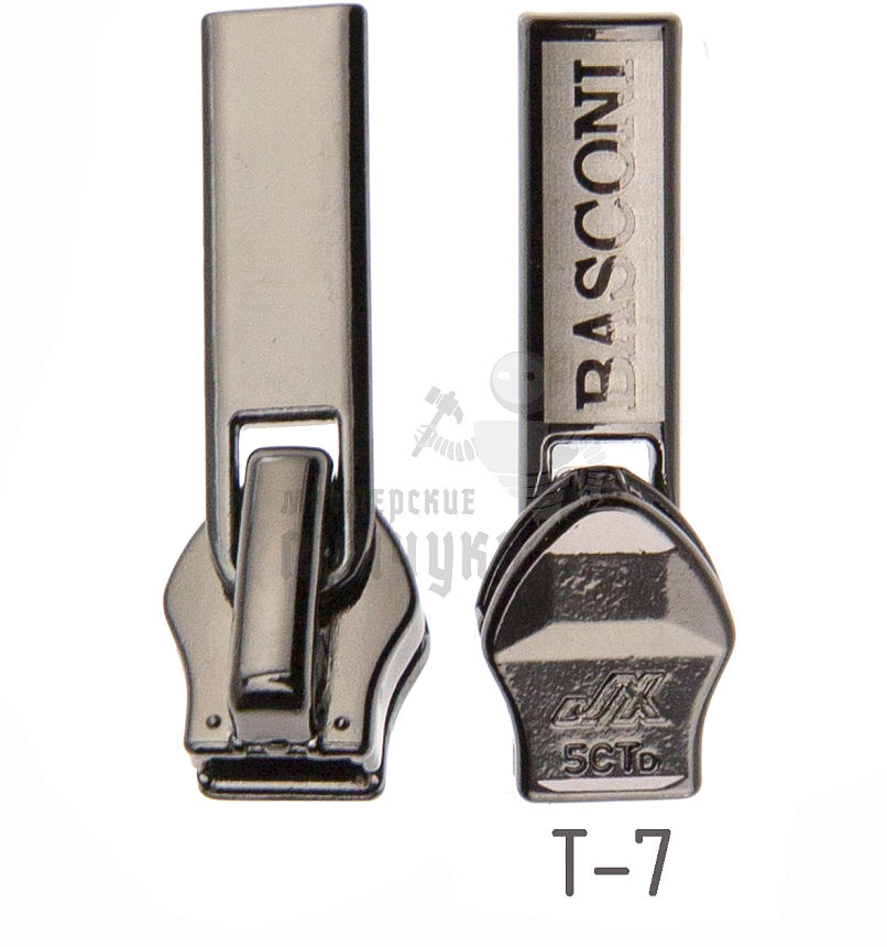 Бегунок Т7 JX декоративный №9 BASCONI, цв.темная гальваника