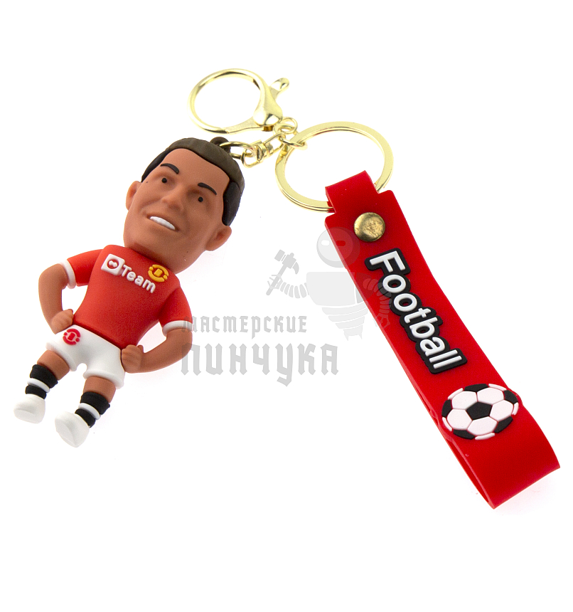 Брелок для ключей "Football", Роналду цв.оранжевый + карабин