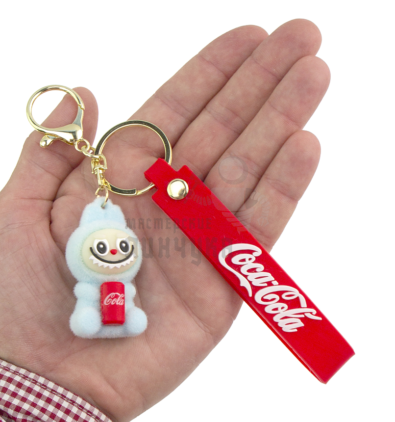 Брелок для ключей "LABUBU" с колой, + карабин, цв. голубой 