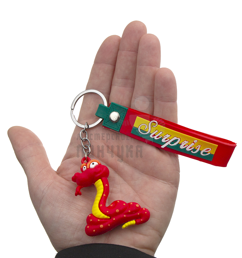 Брелок для ключей "Змея" цв.красный с кольцом