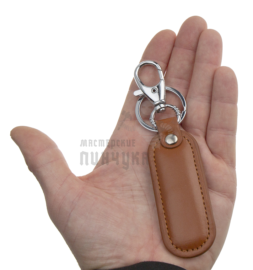 Кожаный брелок "ремешок овальный" с кольцом и карабином