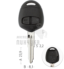 Корпус ключа MLMIT8DP3  2 кнопки Mitsubichi  - Чертеж