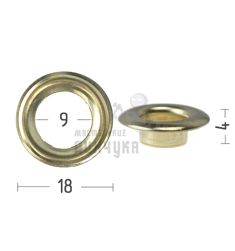 Люверсы №24, 9мм, сталь, цв. золото