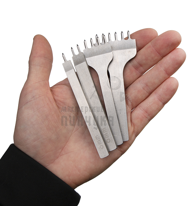 Пробойник строчный ромбовидный (шаг 6мм) (1+2+4+6) набор 4шт