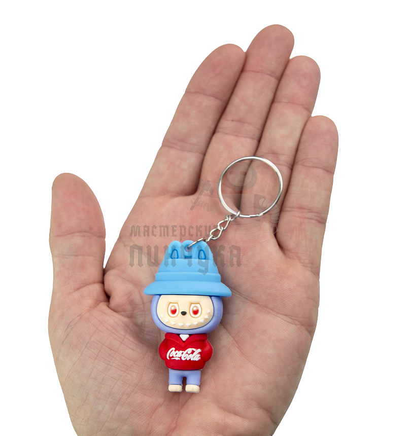 Брелок для ключей "LABUBU" КокаКола шляпа голубая