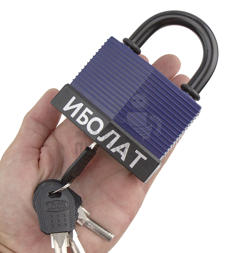 Навесной замок "ИБОЛАТ" 80мм (синий)
