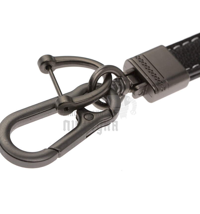 Кожаный брелок для ключей с карабином, черный