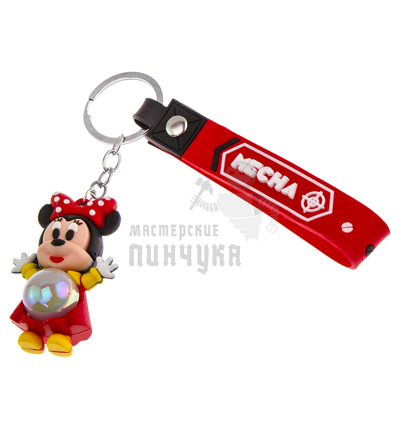 Брелок для ключей светящийся "Минни Маус" цв. красный + ремешок