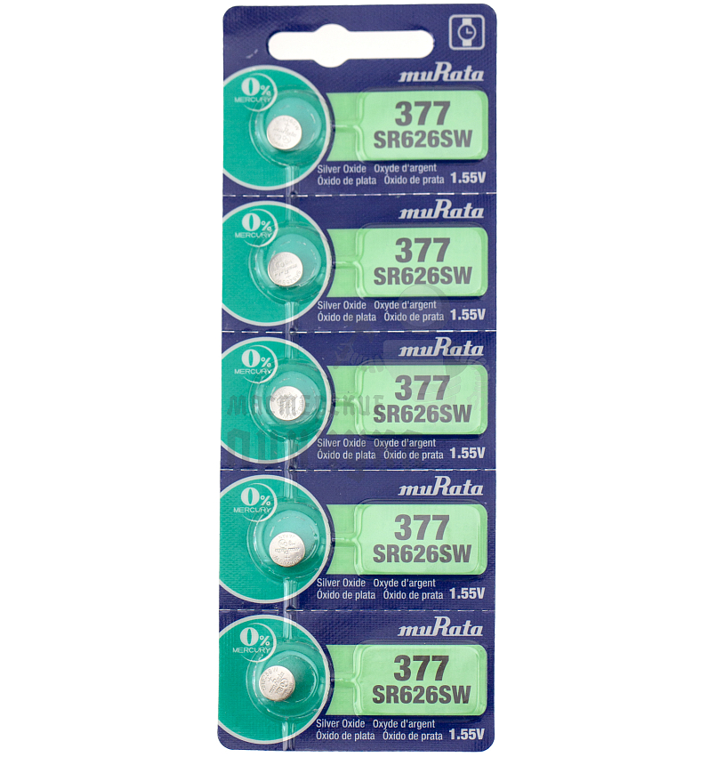 Батарейка muRata 377 SR626SW BL5 1.55V (5/100/500)