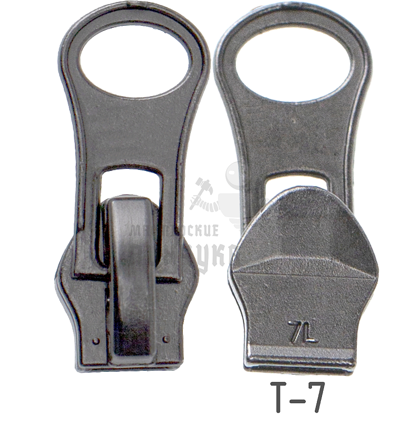 Бегунок для спиральной молнии, тип 7, автомат, "Груша", цв. никель темн.