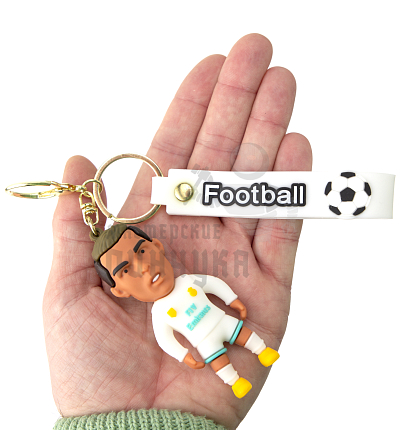 Брелок для ключей "Football", Роналду цв.белый+ карабин