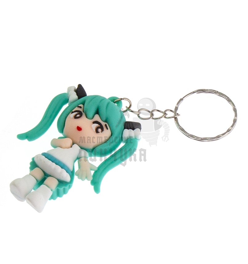 Брелок для ключей "Мику Хацунэ" цв. зеленый/белый