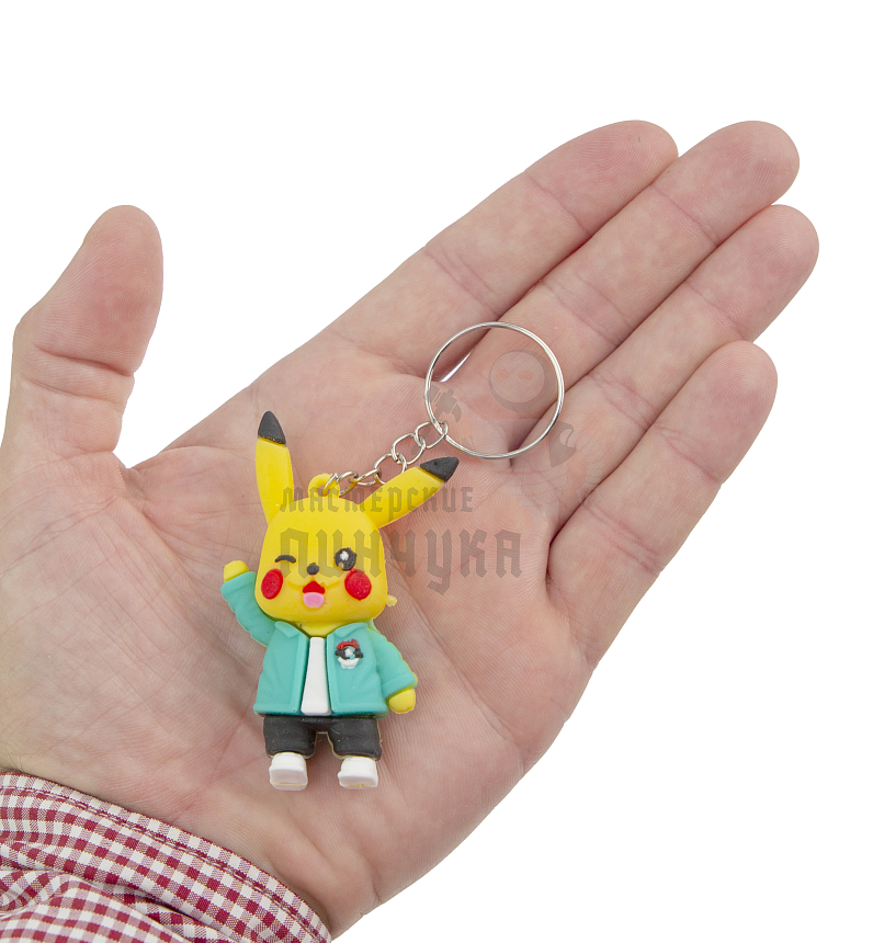 Брелок для ключей "Пикачу " зеленый пиджак