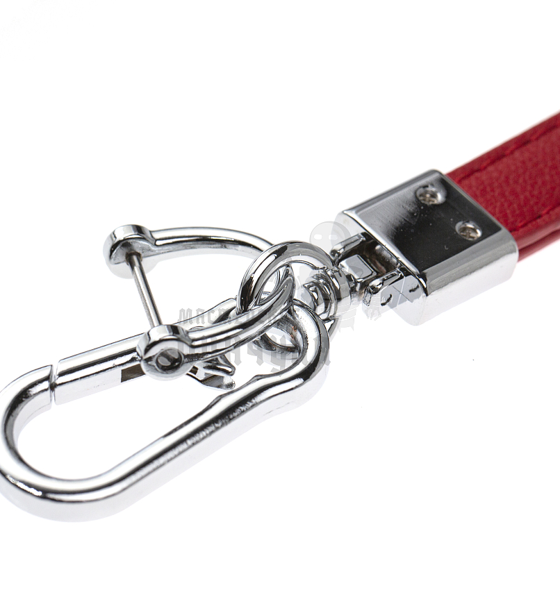 Кожаный брелок для ключей с карабином, красный
