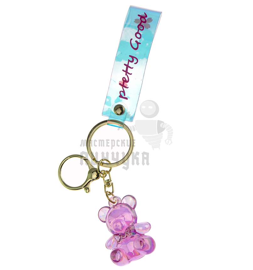 Брелок для ключей "Мишка" + карабин, цв.фуксия
