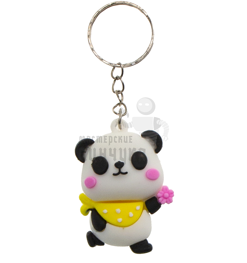Брелок для ключей "Панда с желтым воротничком"