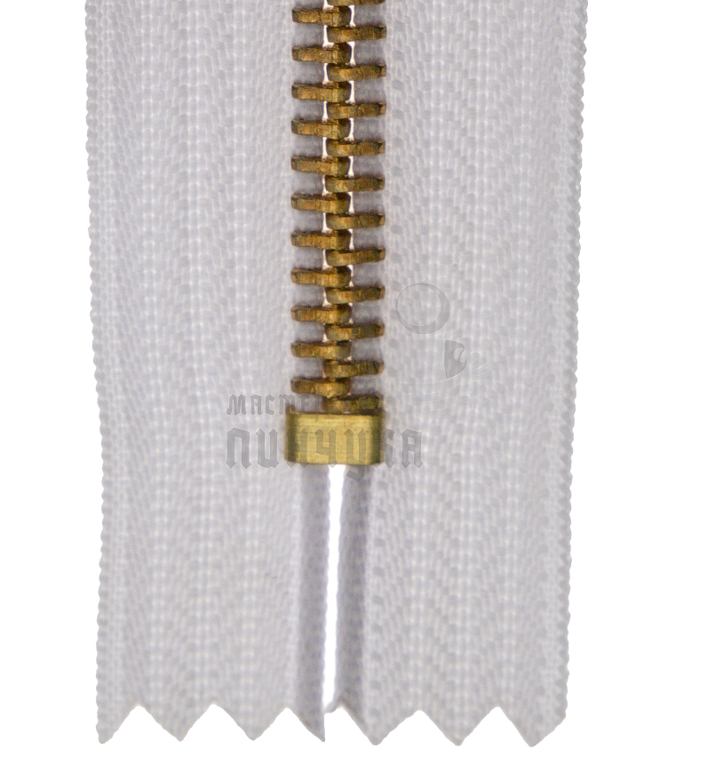 Молния металлическая джинсовая тип 5 18см н/р цв 101 зв латунь