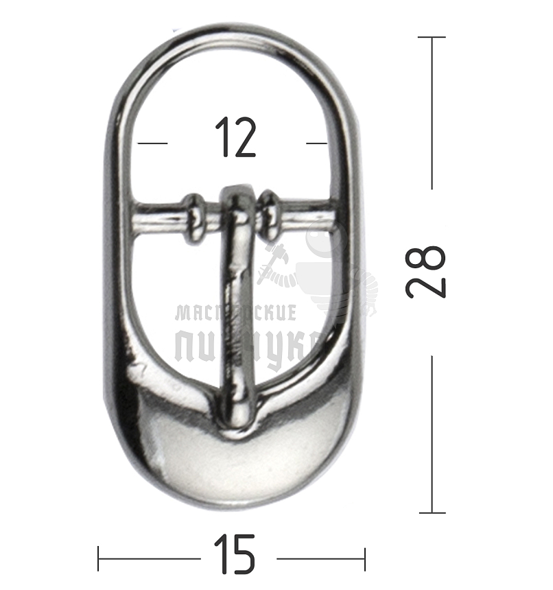 Пряжка обувная 12мм (25599) никель