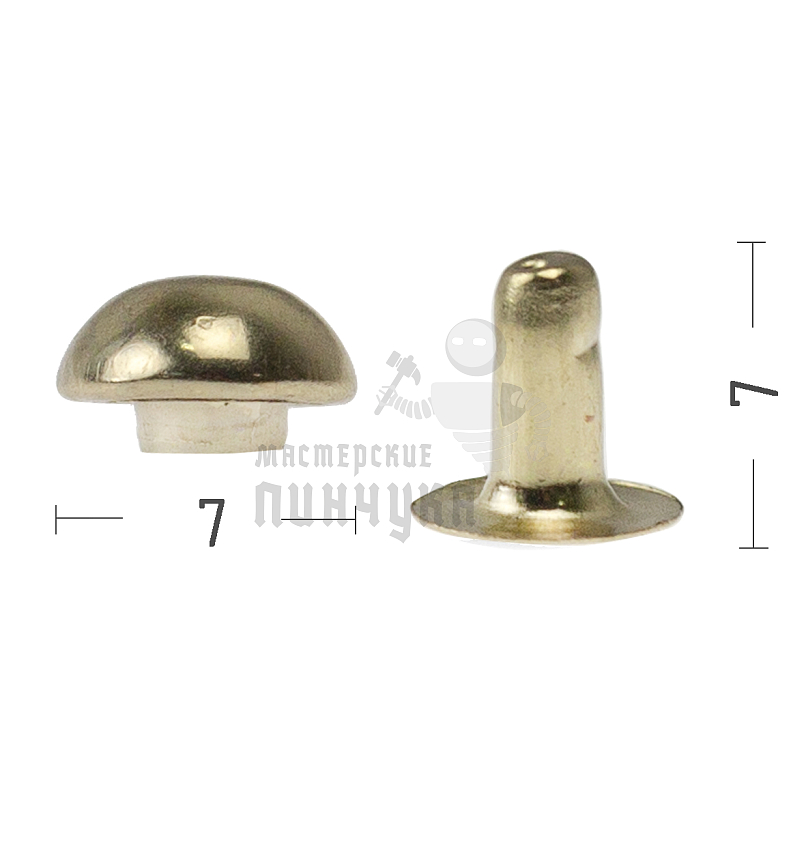 Хольнитены 7х7мм, сфера, односторонний, цв. золото