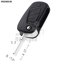 Корпус выкидного ключа FI-16 SIP22 GB18 3 кнопки  FIAT КНР - Чертеж