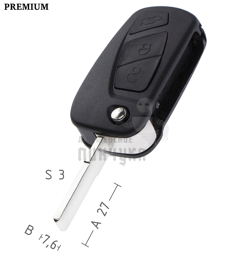 Корпус выкидного ключа FI-16 SIP22 GB18 3 кнопки  FIAT КНР