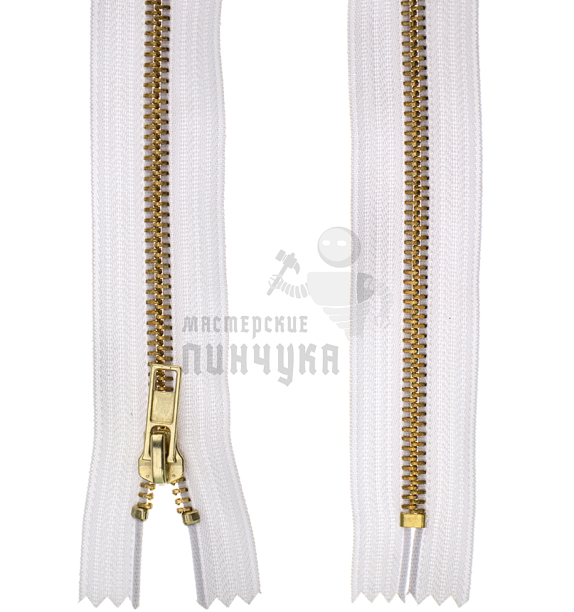 Молния металлическая джинсовая тип 5 18см н/р цв 101 зв латунь