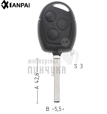 Корпус ключа FO-24 HU101 HF65 FORD //  КНР - Чертеж