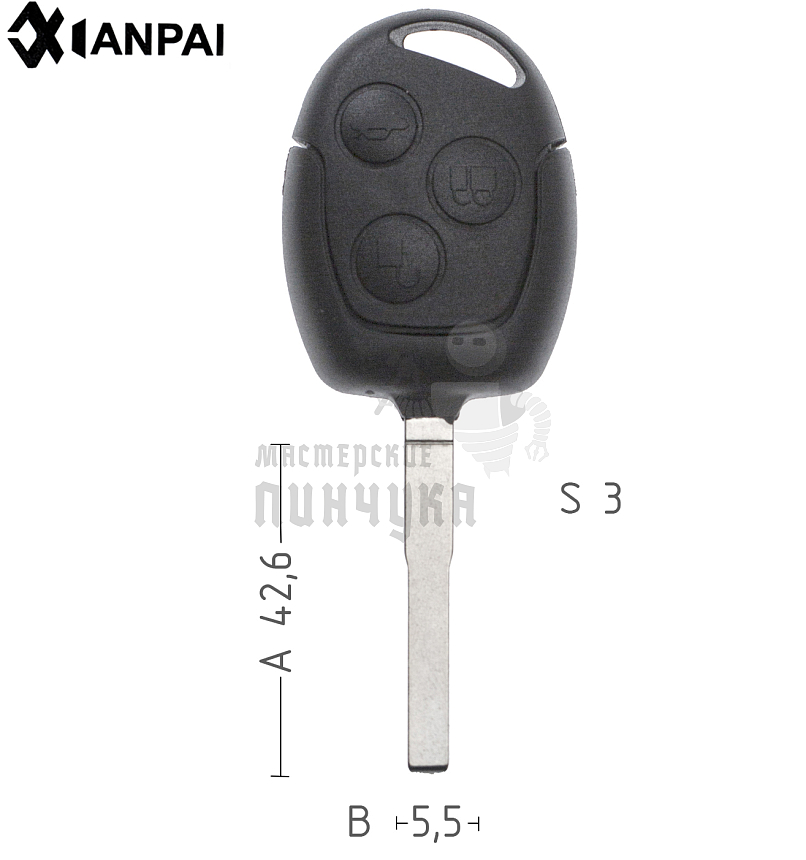 Корпус ключа FO-24 HU101 HF65 FORD //  КНР