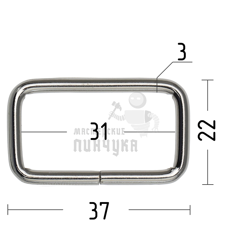 Пряжка - рамка 30мм (толщ. 2,6мм) цв никель.
