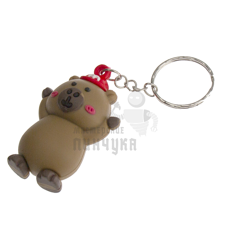 Брелок для ключей "Капибара в кепке" с кольцом