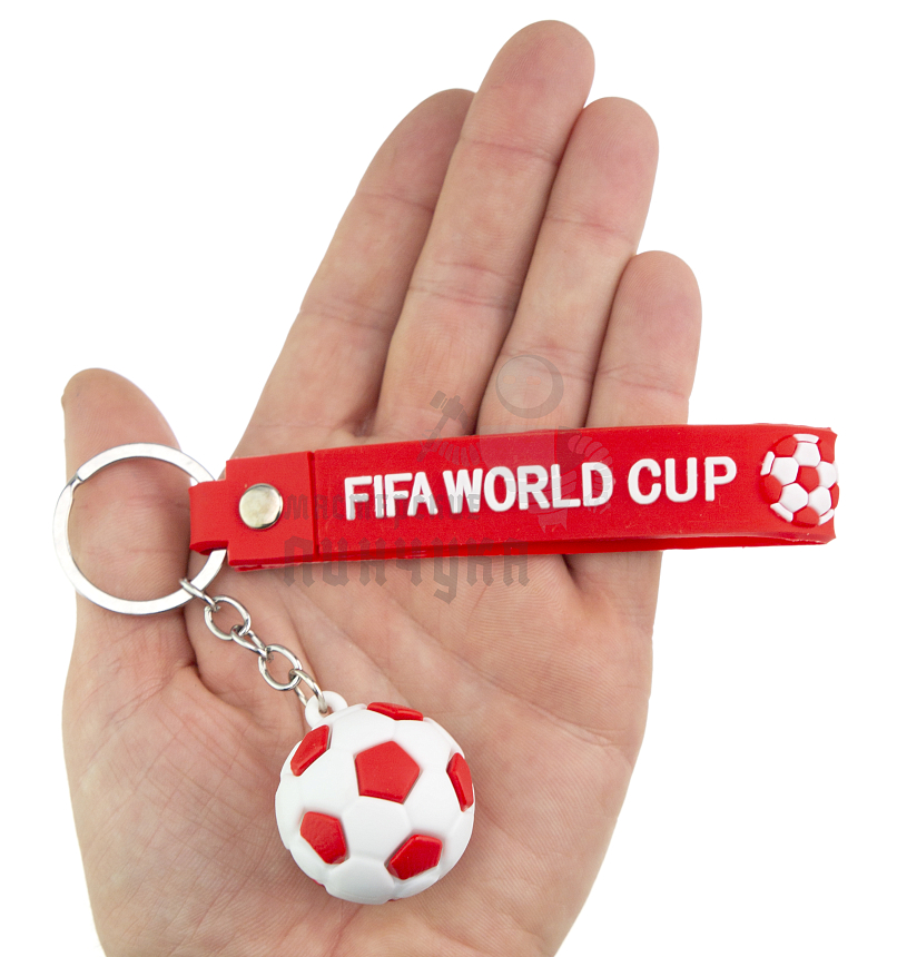 Брелок для ключей "Футбольный мяч" + ремешок, цв.красный