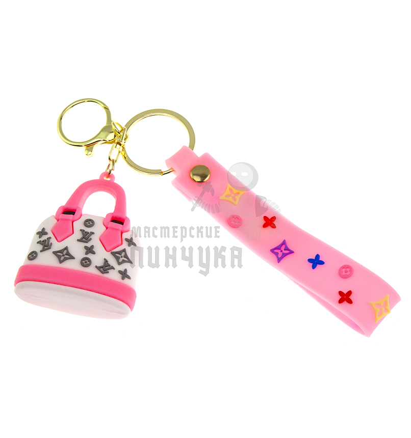Брелок для ключей сумка "Луи Витон" + карабин и ремешок, цв.белый