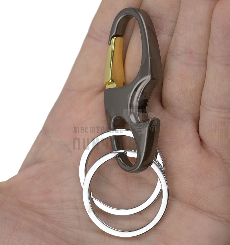 Карабин овальный с двумя кольцами для ключей и открывашкой