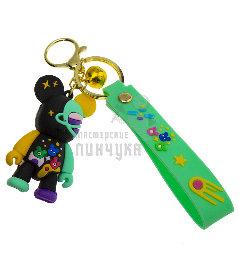 Брелок для ключей "Мишка Космос" с колокольчиком + карабин