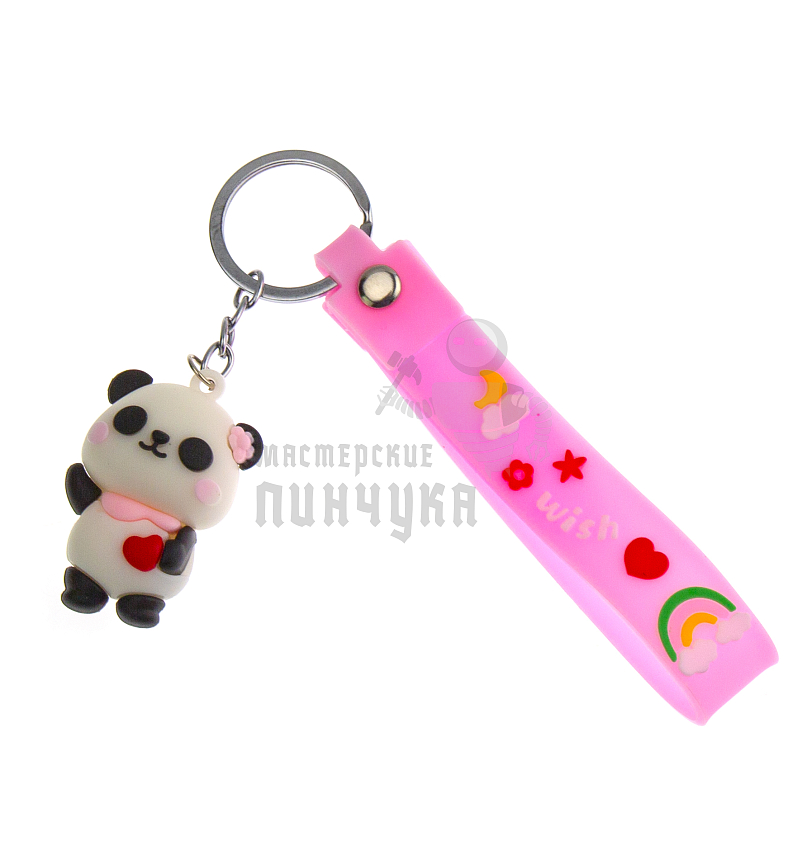 Брелок для ключей "Панда мини" + ремешок, цв.розовый