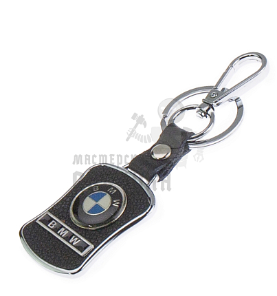 Авто карабин с кольцом для ключей BMW Экокожа (рифленая)