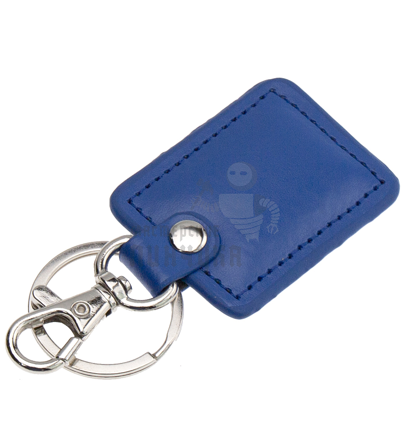 Кожаный брелок квадрат, с кольцом и карабином