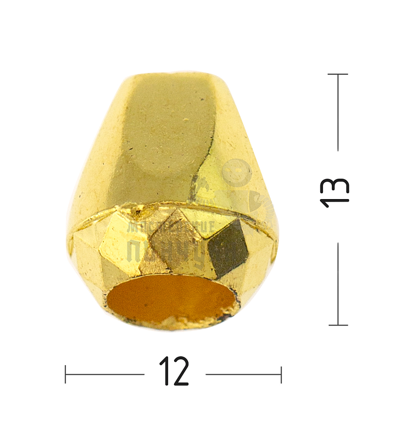 Наконечник для шнура, шнур (4,0мм), колокольчик (8422), цв.золото