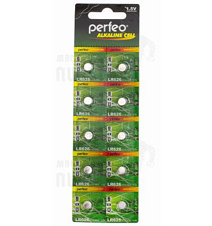 Батарейка Perfeo LR626 BL10 ALKALINE 1.5V 377A/AG4 (10/200/)