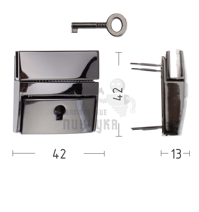 Замок портфельный 14199 цвет никель темный
