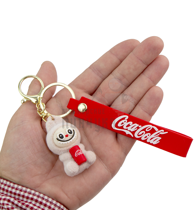 Брелок для ключей "LABUBU" с колой + карабин, цв. бежевый 