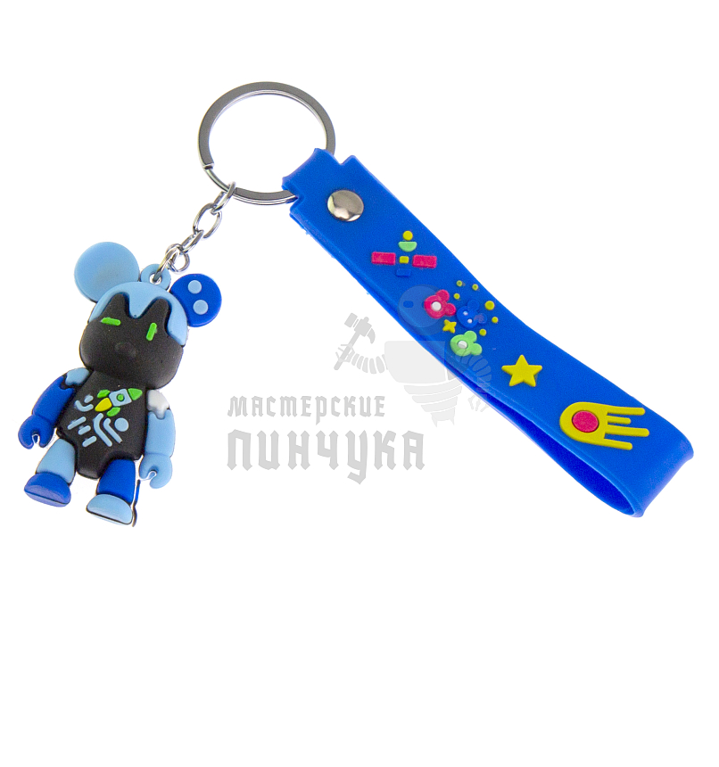 Брелок для ключей "Мишка Бербик" + ремешок, цв.синий