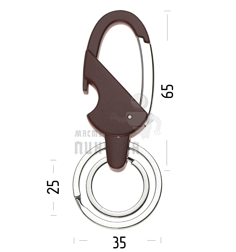 Карабин овальный с двумя кольцами для ключей и открывашкой