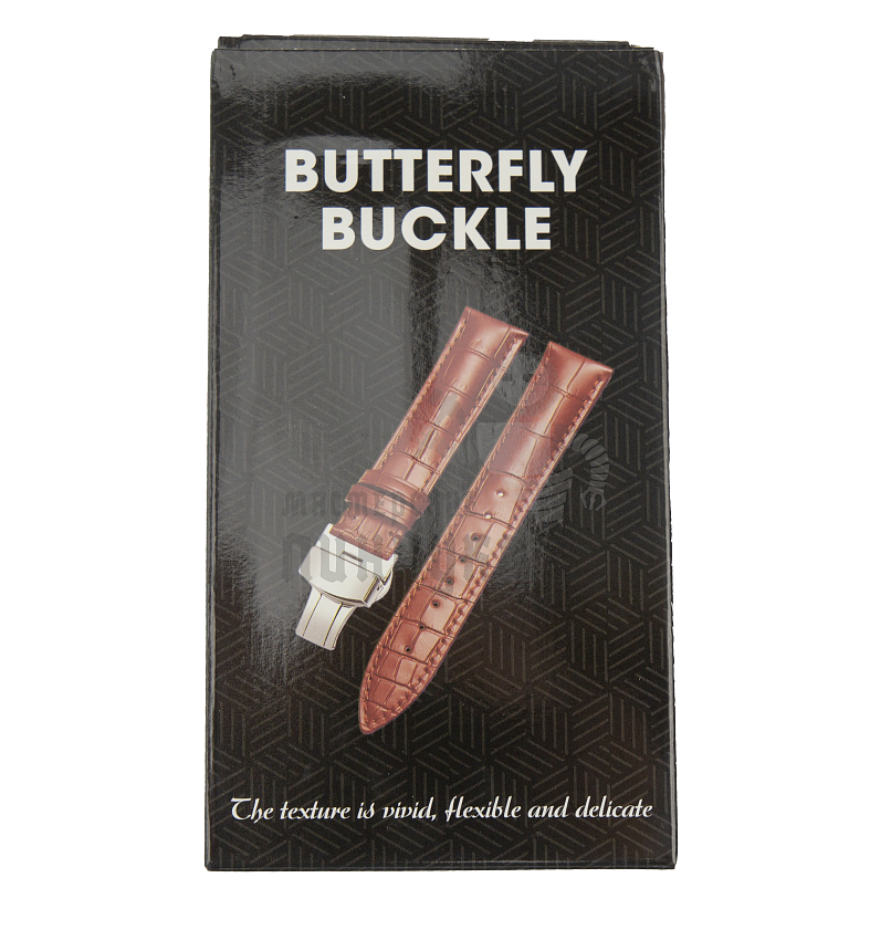 Ремешок для часов c тиснением под крокодила (Кожа, пряжка-бабочка/клипса, чёрный, 22мм)