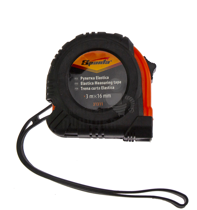 Рулетка Elastica,3 м х 16 мм,обрезиненный корпус Sparta
