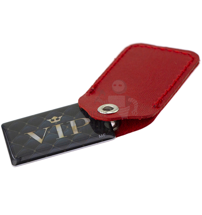 Чехол брелок прямоугольный с карабином, цв.красный 