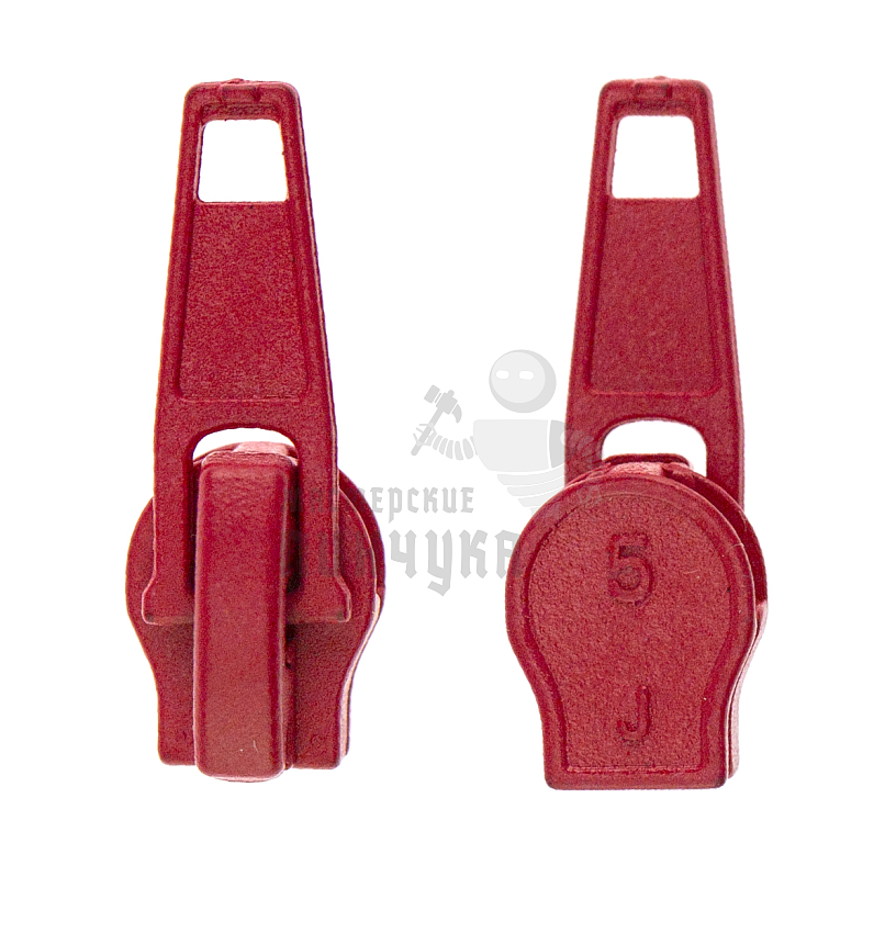 Бегунок для спиральной молнии, тип 5, сумочный, цв.красный 148