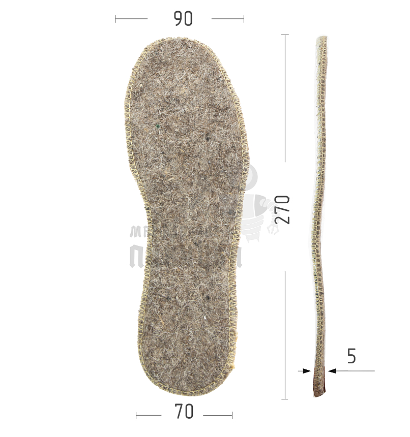 Стельки войлочные фольга гофр (В04) р.44