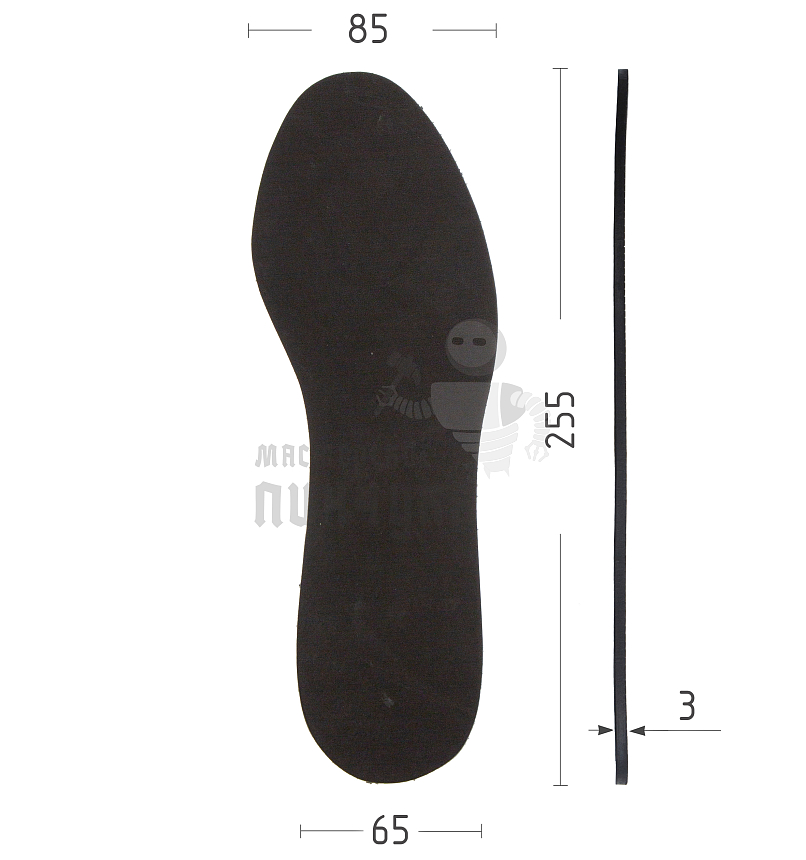 Стельки из натуральной кожи, р-р 39-40, цв.черный (тонкие)